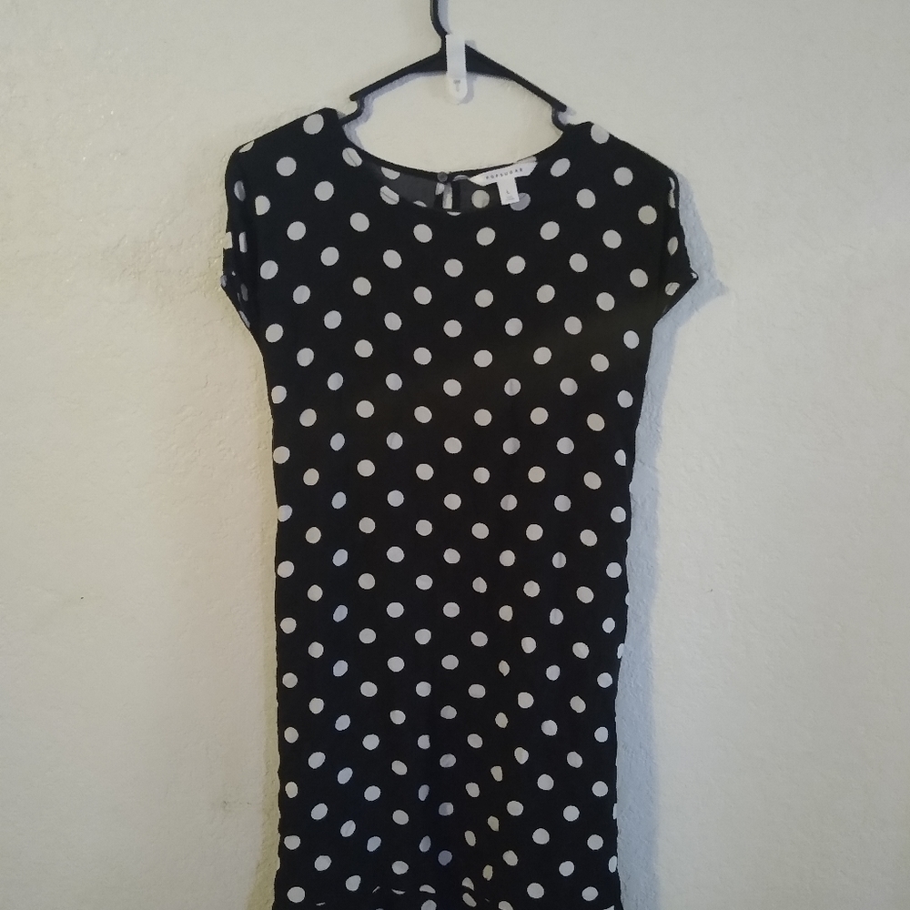 Polka dot dress black and white short sleeve